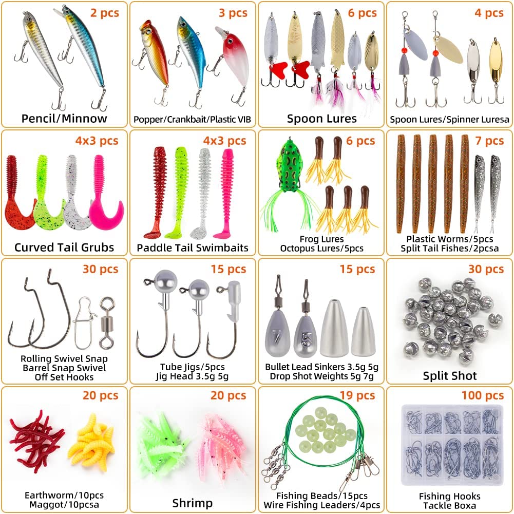 Fishing Lures Fishing Gear Tackle Box 302 fishing lures kit